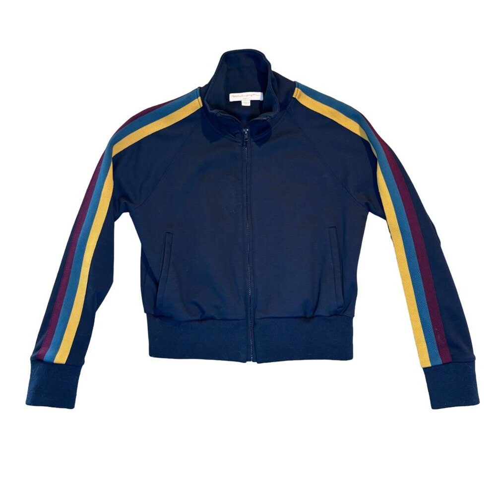 Womens Spiritual Gangster Full Zip XS Blue Stripes Long Sleeve